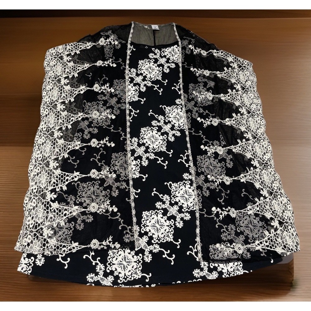 Ronni Nicole Women's‎ Sleeveless Dress Sz 16 W/Open Duster  Kimono Cover Up 2